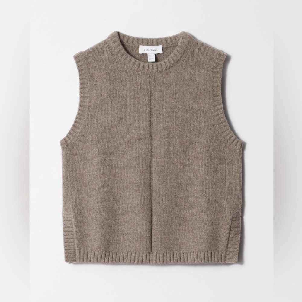 & Other Stories Taupe Knitted Sweater Vest